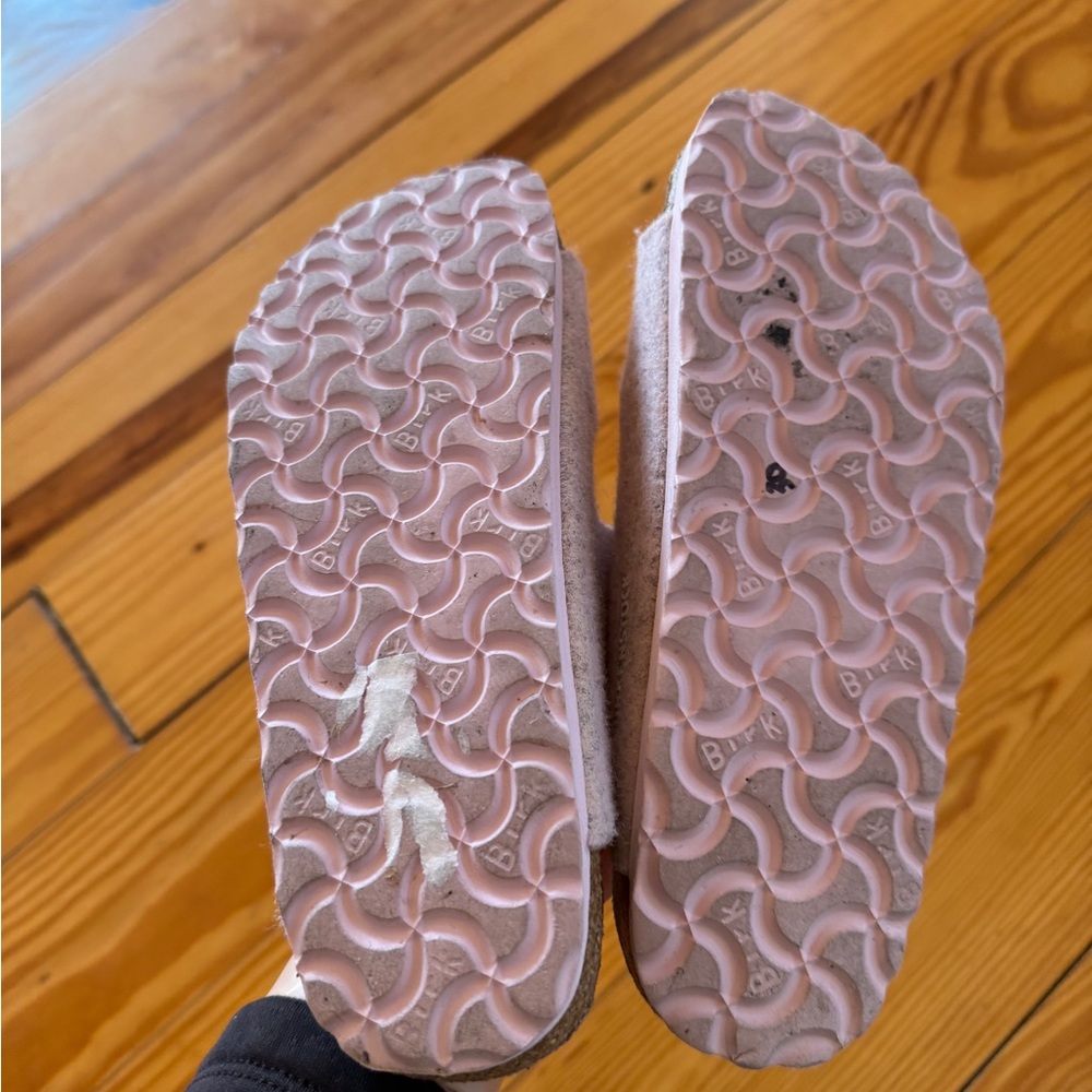 Birkenstock Arizona Rivet Shearling Wool Felt Sandals Soft Pink 36 - Picture 4 of 7